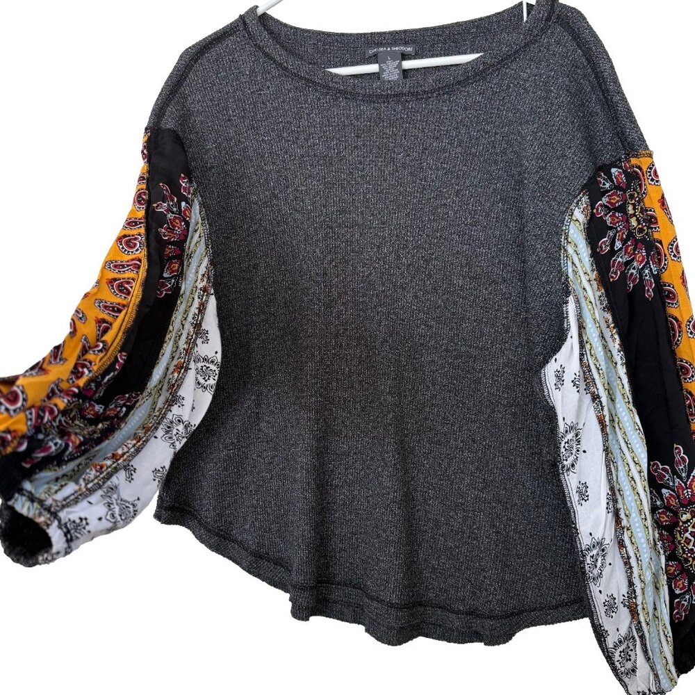 Chelsea Theodore Mixed Media Thermal Top Large Boho Cottagecore Festival Artsy